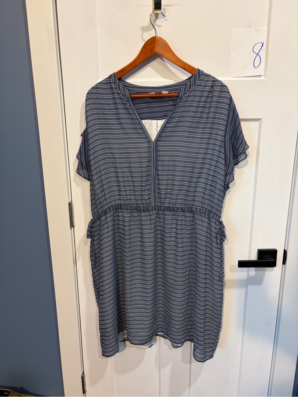 H&M Navy and White Striped Midi Dress